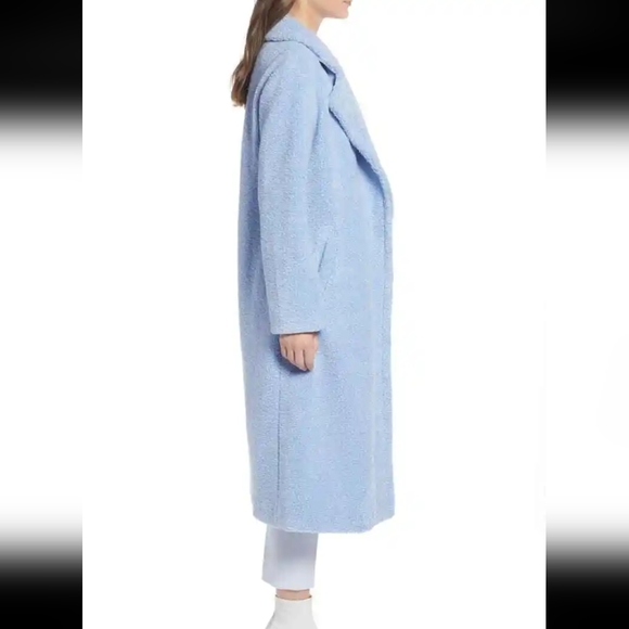 Something Navy Blue Faux Shearling Longline Coat - Picture 5 of 9